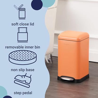 happimess Betty Retro Mini 3.2 Gal Step Trash Can, Carrot Cake - color: Carrot Cake