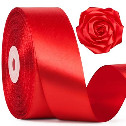 Mauproy Red Satin Ribbon, 1-1/2 Inch, 50 Yards - color: Red