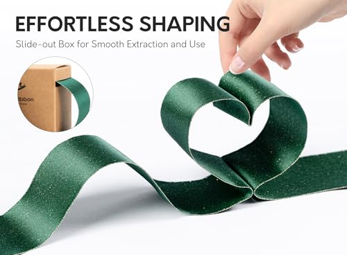 Keypan Green Satin Ribbon Wired Gold Glitter 1-1/2 Inch x 10 Yards - color: Glitter Green, size: 1-1/2"