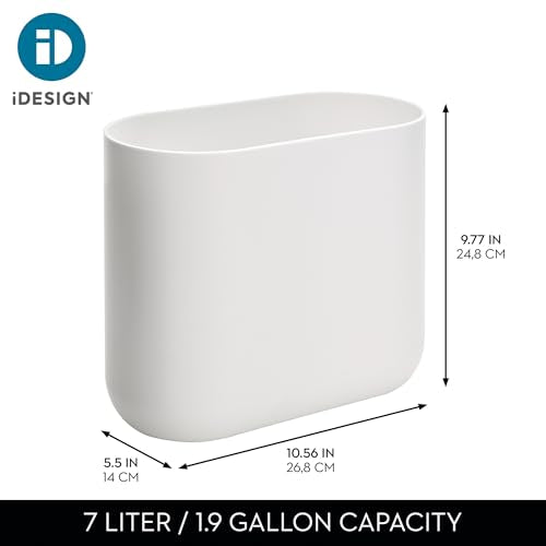 iDesign Small Slim Plastic Bathroom Trash Can, 2-Pack, White - color: White, style: Pack of 2