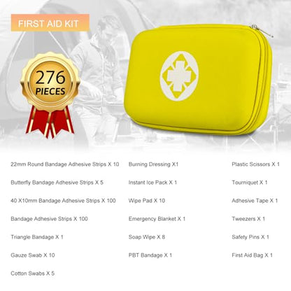 First Aid Kit 276PCS Car Home Camping Essentials Yellow Emergency Mini Kit - color: Yellow-276pcs