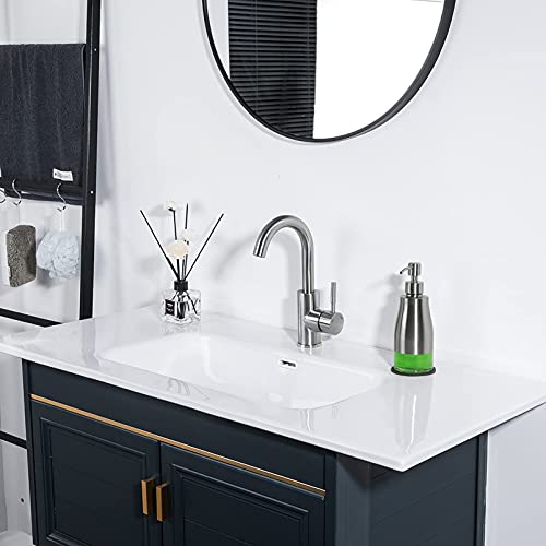 Gaussra Soap Dispenser with Coaster and Stickers - 11 OZ / 320 ML - color: Brushed Nickel