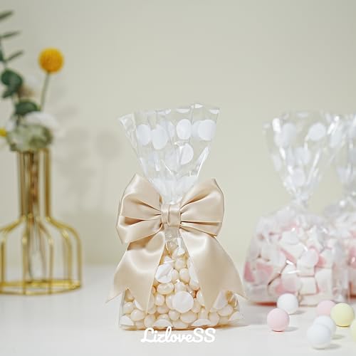 Pre-Tied Champagne Gold Bows with Twist Ties 3.5 Inch, 24 Pack - color: Champagne