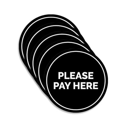 Signs ByLITA Circle Pay Here Sign (Black) - Small (5 Pack) - color: Black, size: 4" - Small (5 Pack)