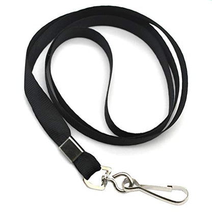 Beebel Black Lanyard Bulk Lanyards for Id Badges Flat Lanyard with Badge Clip Swivel Hook 50 Pack - color: Black, size: 50 Pack