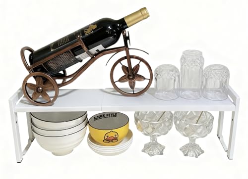 Expandable Cabinet Shelf 5.1"D Adjustable Countertop Riser Metal Rack White - color: White, size: 5.1"D (narrow) - 1 Pack