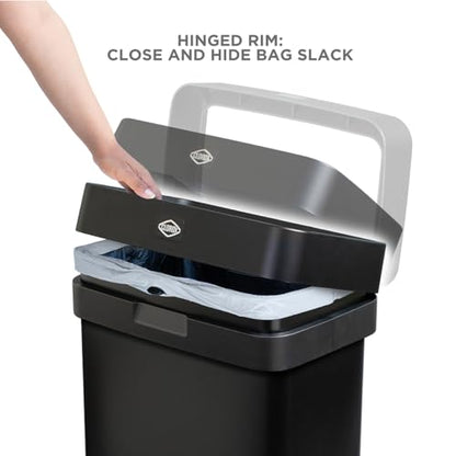 Clorox Slim Open Top Stainless Steel Trash Can, Matte Black, 13 Gal / 50L - color: Black Open Top