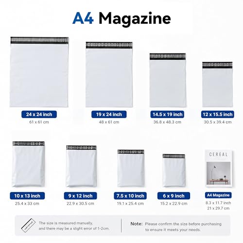 White Poly Mailers 10x13, 100 Pack Self‑Adhesive Shipping Bags - color: White, size: 10"x13"(100pcs)