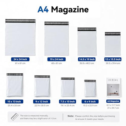 Poly Mailers 12x15.5 Inch, 100PCS Self‑Seal Shipping Bags - color: White, size: 12"x15.5"(100pcs)