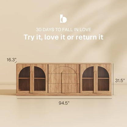 BELLEZE Bijou 3-Piece Modular Sideboard Buffet Cabinet - Camel - color: Bijou Camel Aac