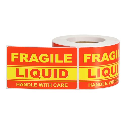 PATIKIL Fragile Liquid Stickers 3x1.8 Inch Adhesive Label Sign Red 300 Pcs