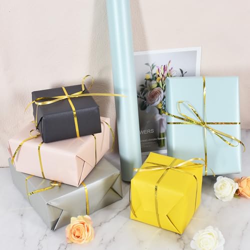 BEISHIDA Yellow Pearly-Lustre Gift Wrapping Paper Roll for Gift Packing - color: shimmer-yellow