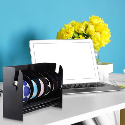 Qilery Sticker Holder Organizer Dispenser Acrylic Roll Label,7 Disks Black - style: 7 Disks Black
