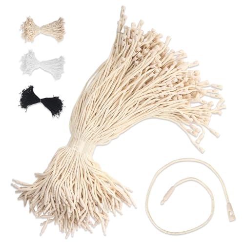 600pcs 7.7" Waxed Cotton Hang Tag String Clothing Price Tag String for Shoes Snap Lock, Luggage Label,Gift Tags(Standard Thickness,Beige) - color: 05 Standard Thickness Waxed Beige*600pcs