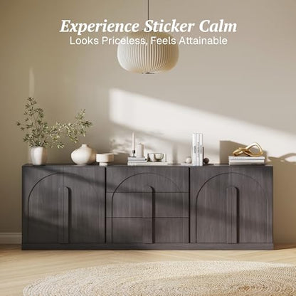 BELLEZE Bijou 3-Piece Modular Sideboard Buffet Cabinet - Ebony - color: Bijou Ebony Bbc