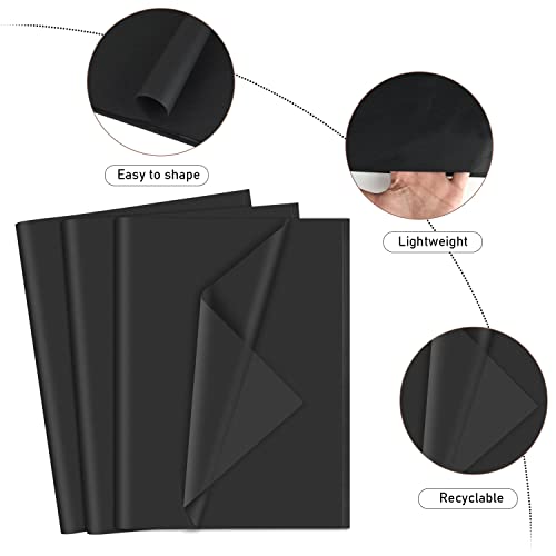 NEBURORA 120 Sheets Black Tissue Paper Halloween Gift Wrap Paper - color: Black