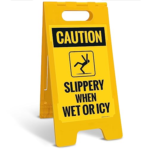 Caution Slippery When Wet Or ICY Sidewalk Sign Kit, (SI-76037) - size: 10x16 Inches, style: A-frame + 2 Panel Kit