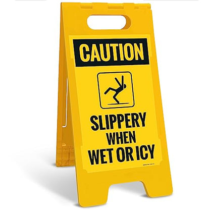 Caution Slippery When Wet Or ICY Sidewalk Sign Kit, (SI-76037) - size: 10x16 Inches, style: A-frame + 2 Panel Kit