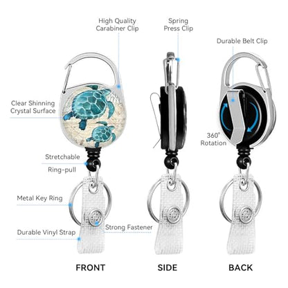 2 Pack Sea Turtle ID Badge Holder with Clip Badge Reels - color: 2 Pack-sea Turtle