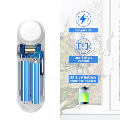 Window & Door Alarm When Opened 2-Pack for Kids Safety/Home Security, White - color: White