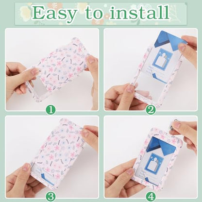3 Pack Floral Id Badge Holder with Retractable Reel, Vertical Clip - color: Small Flower
