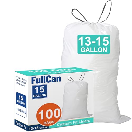 15 Gallon Heavy Duty Drawstring Trash Bags 1.2 MIL 100 Count Perfect Fit White Garbage Can Liners 15 Gallon White Drawstring Garbage Liners PERFECT FIT & GRAND SAVE! - color: for Code N 100