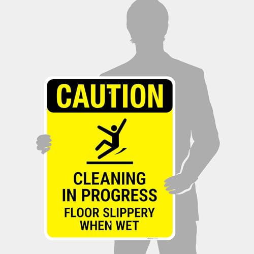Caution Cleaning in Progress Floor Slippery When Wet OSHA Sign, - size: 24x30