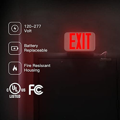 Freelicht 4 Pack Commercial Red Double-Sided LED Exit Sign 90 Min Backup - color: red, size: 4 Pack