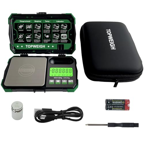Gram Scale with Zipper Case,500g x 0.01g,Dual Powered Pocket Scale - color: Green