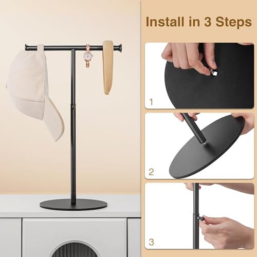 niffgaff T Bar Adjustable Purse Display Stand for Lanyard, Long Necklace, Jewelry, Black - color: Black