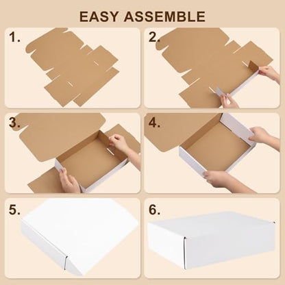 11x8x4 Inches Shipping Boxes Set of 25, White Corrugated Cardboard Boxes, Mailer Boxes for Small Business - size: 11x8x4 Inch