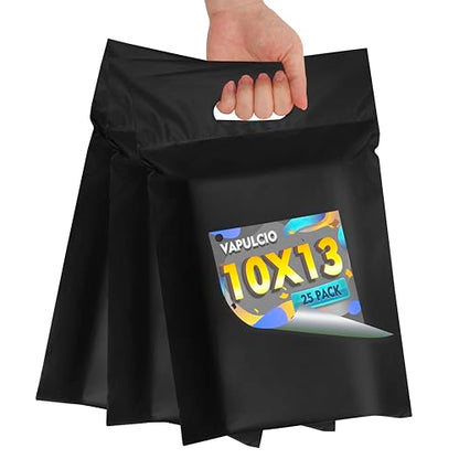 Poly Mailers 10x13 Inch, 25 Pack, Black Self-Seal Handle Bags - color: Handleblack, size: 10x13 Inch 25 Pcs