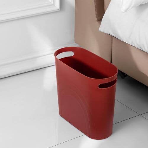 rejomiik Small Bathroom Trash Can, 3.5 Gallon Slim Garbage Can, Red - color: Red, size: 1 pack
