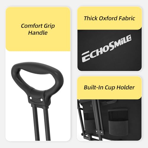 EchoSmile Wagons Carts Foldable Heavy Duty 350Lbs Capacity, Black - color: Black-arrow