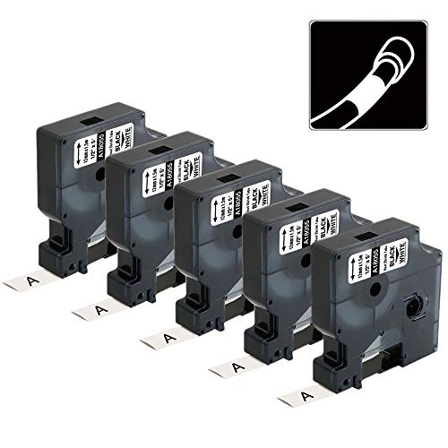 Replacement for Dymo 18055 a18055 Rhino Heat Shrink Tube Labels 1/2 - color: Black on White, size: 1/2"