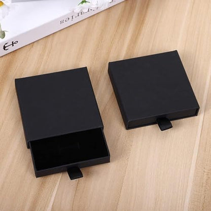 Black Square Kraft Jewelry Gift Box – Biodegradable Cardboard Storage Organizer for Necklace, Bracelet, Earrings – Wedding, Birthday, Christmas Gift Packaging