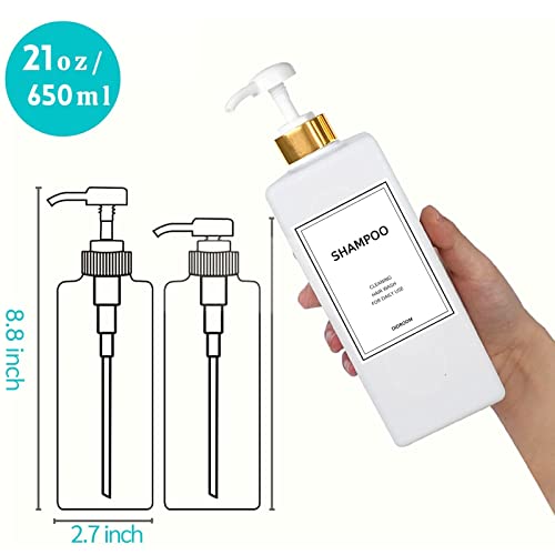 Modern Silver Shampoo and Conditioner Dispenser (21 oz, Pack of 3) Refillable Pump Bottle Set Empty Shower Plastic Bottles with Pump for Bathroom Body Wash Soap and Shower (Gold) - color: Gold