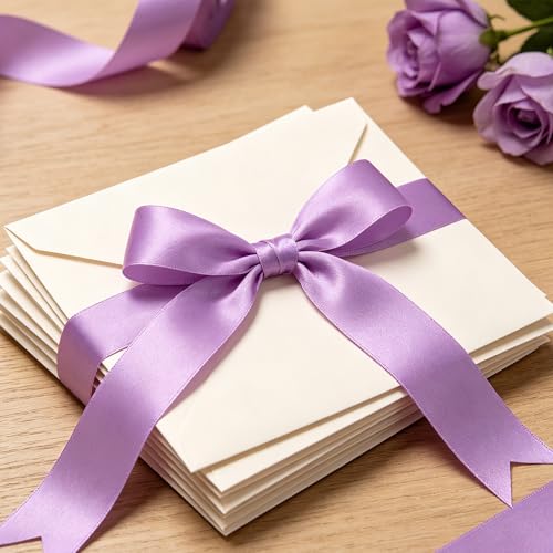 30Yards 1In Lavender Satin Ribbon for Flower Bouquet Wedding Easter Crafts - color: Lavender, size: 1 inch