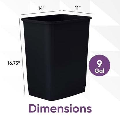 Superio Kitchen Trash Can 9 Gallon Slim Waste Bin 37 Qt Durable Plastic, Fit Small Spaces, Office, Bathroom, Under Counter (2, Black) - color: 2, Black, size: 9 Gallon
