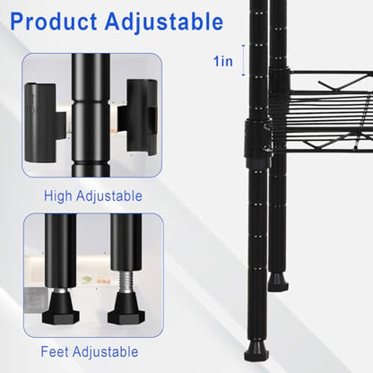 FDW | 5-Tier Wire Shelf | 17" x 12" x 48" | Black - color: Black, size: 5-Shelf Small No Wheels