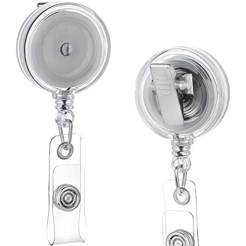 QREEL Badge Reel, ID Badge Holder Retractable Clip, Clear, Bulk 100 Pack - color: Translucent Clear, size: 100 Pack