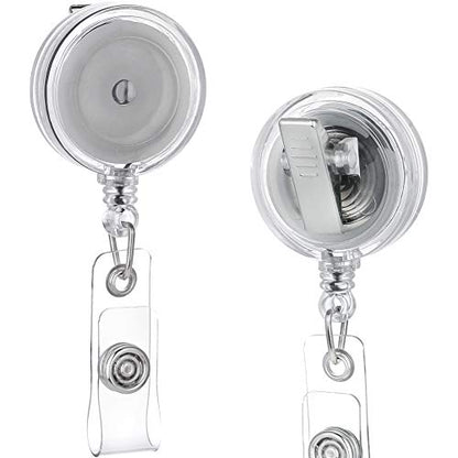 QREEL Badge Reel, ID Badge Holder Retractable Clip, Clear, Bulk 100 Pack - color: Translucent Clear, size: 100 Pack
