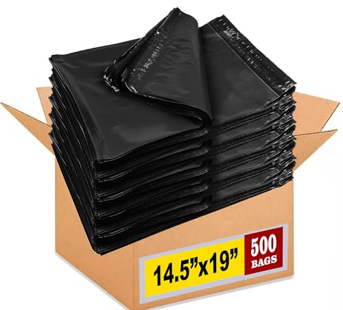 iMBAPrice 500-Pack Black Poly Mailers 14.5x19 Inch #6 Large Matte Black Color Poly Mailing Packing Envelopes Bags, Self Seal Adhesive Waterproof and Tear Proof (Total 500 Bags) - color: 14.5" X 19", size: 500 Bags (Black)