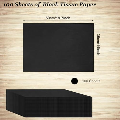 100 Sheets Black Tissue Paper Artdly 14 x 20 Inches Black Wrapping Paper Bulk for Weddings Birthday DIY Project Christmas - color: Black, size: 14x20 Inch (Pack of 100)