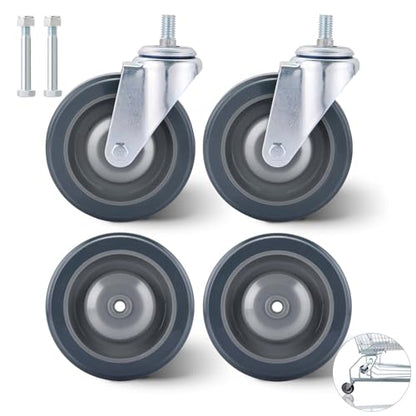 MAOPINER 4 Pack 5" Shopping Cart Wheels, PU Casters with Axle Bolts, Grey - color: Grey