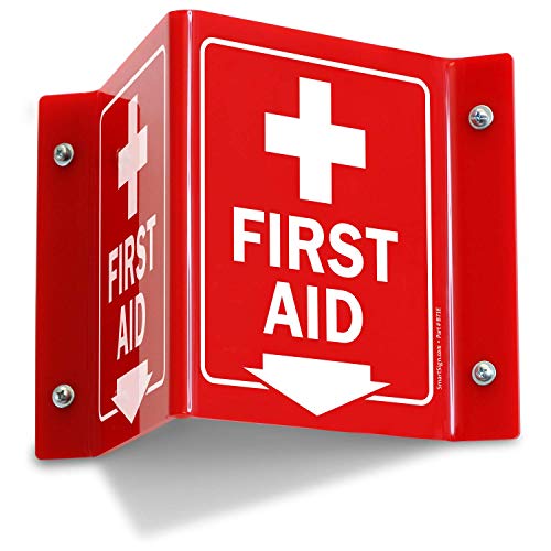 SmartSign “First Aid” Projecting Sign | 5" x 6" Acrylic, Made in USA - color: 5" x 6" Acrylic Projecting Sign