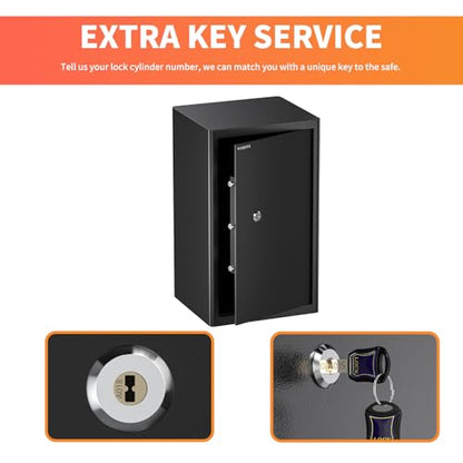 WASJOYE Cabinet Safe with Key for Money, 3.7 Cu Ft Key Security Safety Box - size: 3.7 Cu Ft Black