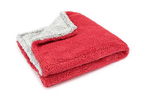 Autofiber Royal Plush Double Pile Microfiber Detailing Towel - Pack of 3, Red/Gray (16 inch x 16 inch, 600 GSM) - color: Red/Gray
