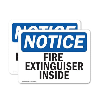 (2 Pack) Fire Extinguisher Inside OSHA Notice Sign 14 Inch X 10 Inch Vinyl Label Decal Sticker Weather Resistant, UV Protected for Workplace, Business, and Construction Site, Made in the USA - size: 14 Inch X 10 Inch, style: Vinyl Decal