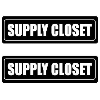 Supply Closet Door Sign Metal Business Retail Store Office Self Adhesive Aluminum Peel and Stick 8x2 Inch Indoor/Outdoor Black (2)
